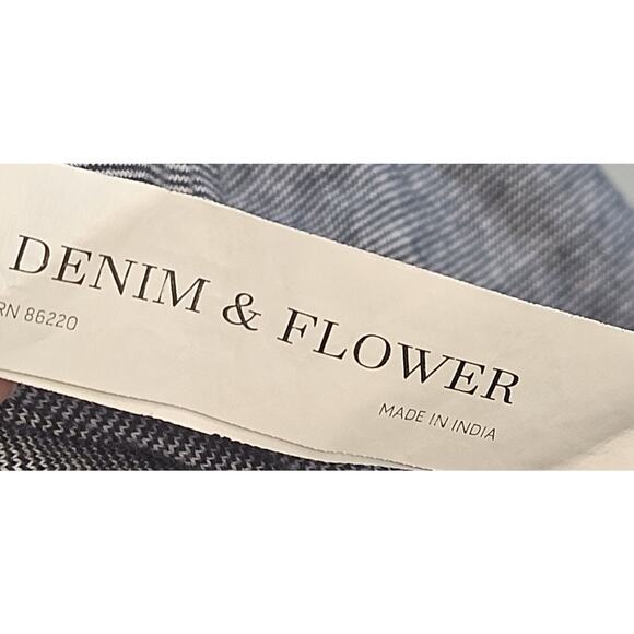 Denim & Flower Ricky Singh Men’s Large Polo Micro Stripe Floral Trim - Picture 5 of 7